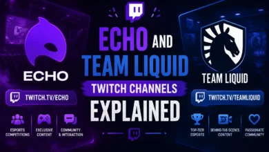 Echo and Team Liquid Twitch channels streaming live esports events