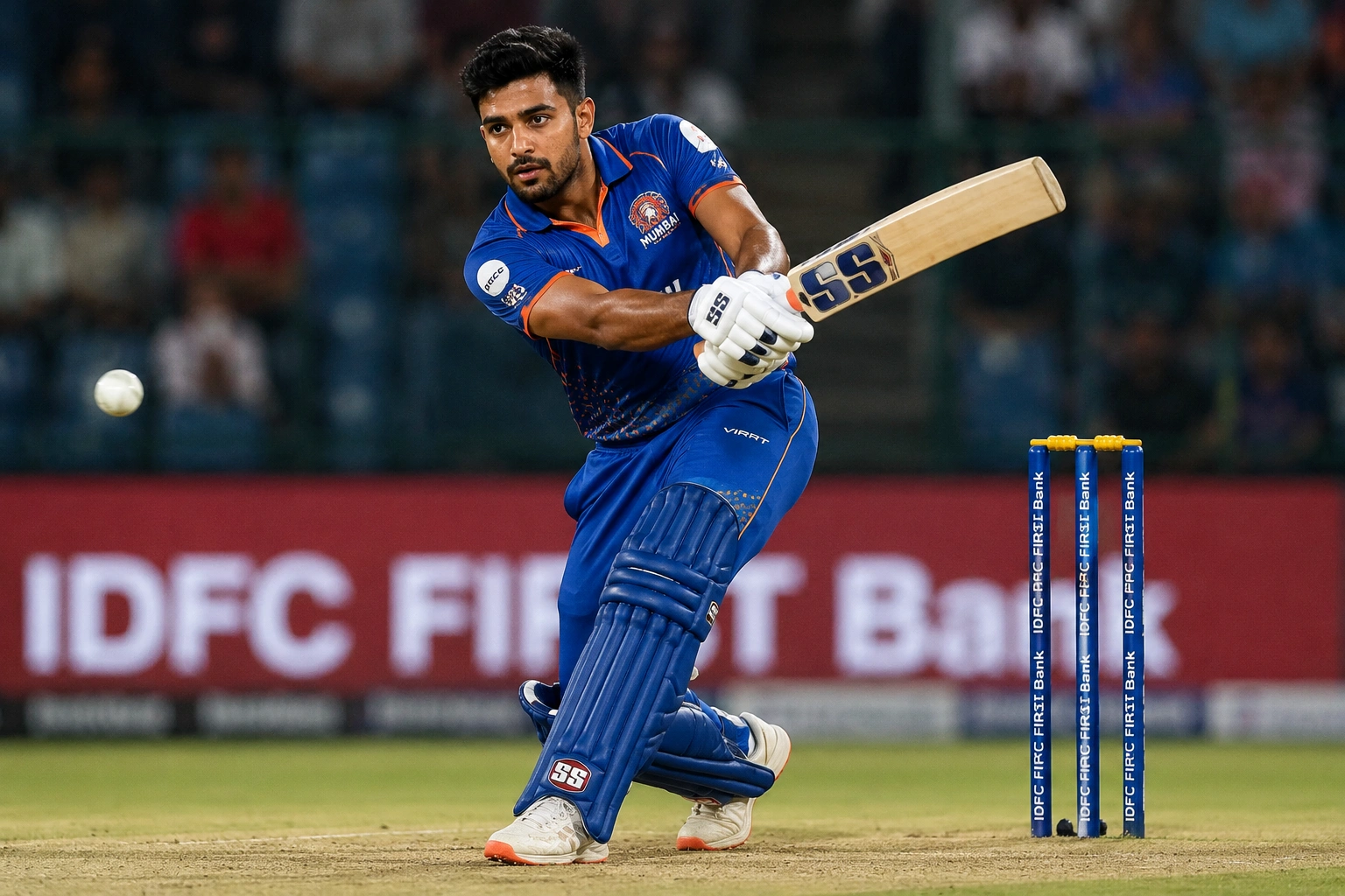 Aman Khan batting during a domestic cricket match