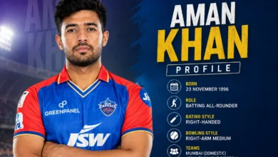 Aman Khan profile featuring Indian cricketer in IPL jersey