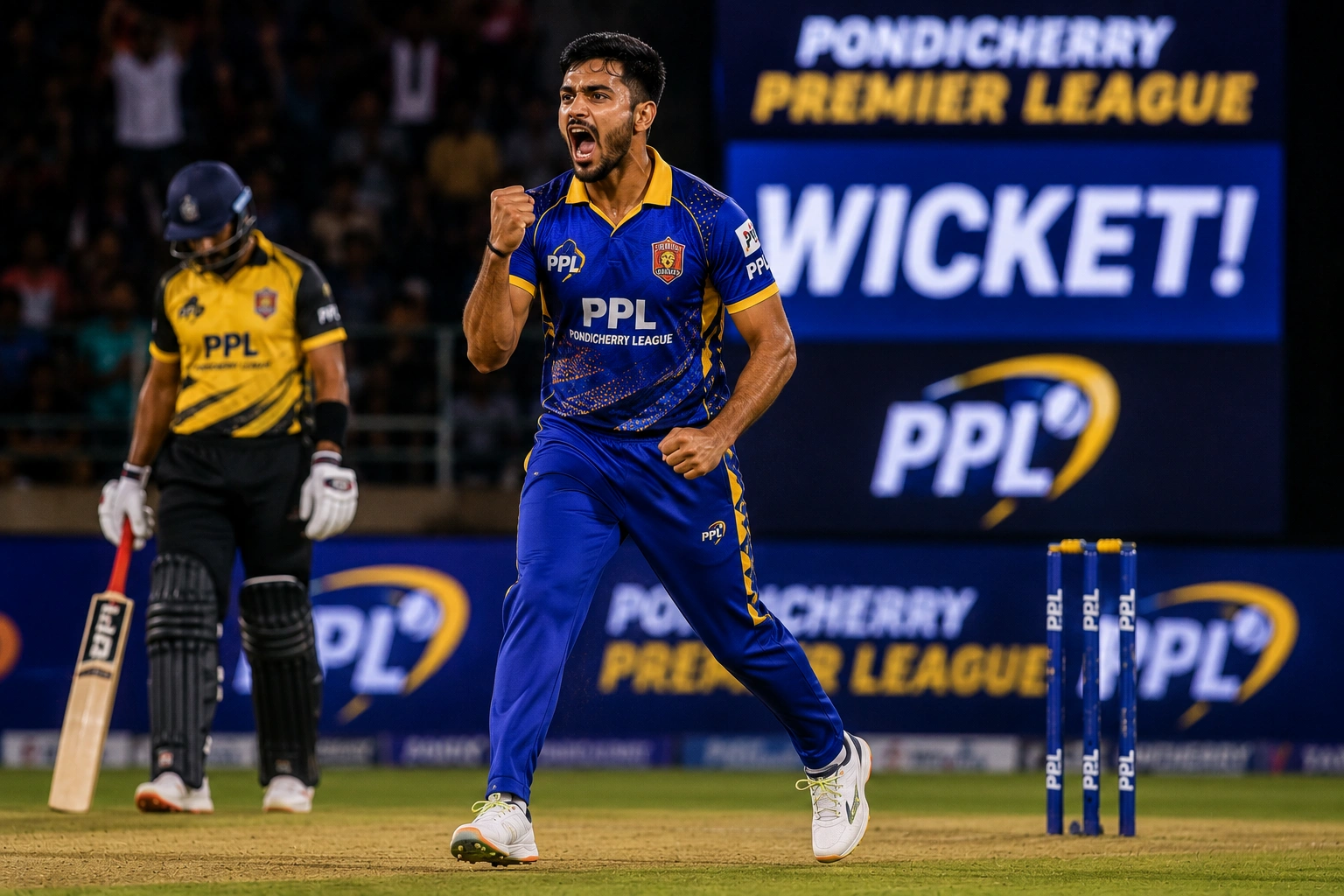 Bowler celebrating wickets in the Pondicherry Premier League