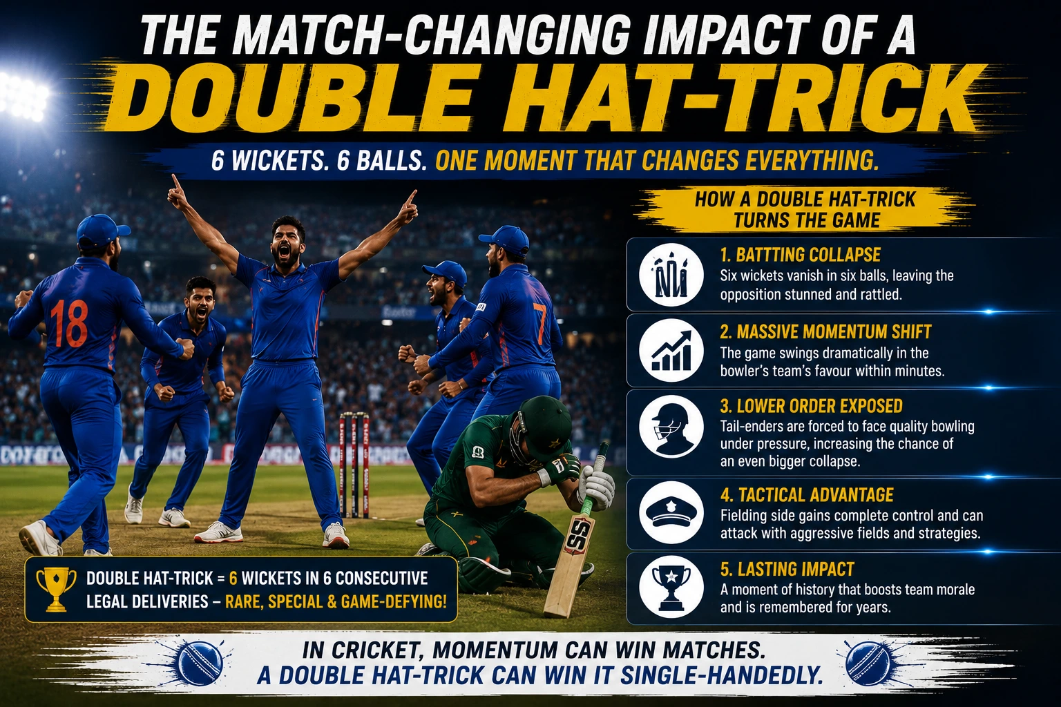 explaining six wickets in six consecutive legal deliveries