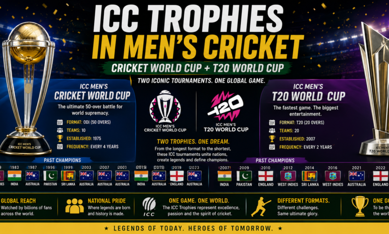 Most ICC Trophies in Men's Cricket (Cricket World Cup + T20 World Cup)