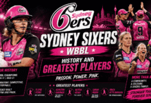 Sydney Sixers Women's team celebrating a Women's Big Bash League championship.
