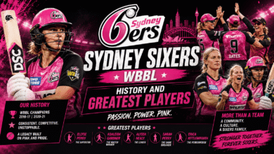 Sydney Sixers Women's team celebrating a Women's Big Bash League championship.