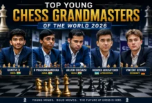 Top young chess grandmasters of the world in 2026 featuring Gukesh D, Praggnanandhaa, Arjun Erigaisi, Nodirbek Abdusattorov, and Vincent Keymer.