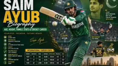 Saim Ayub playing an attacking cover drive for Pakistan during an international cricket match