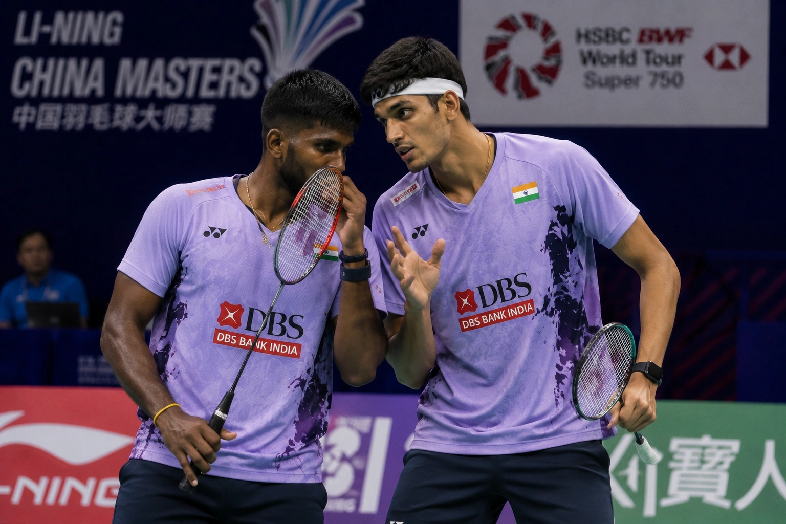  Satwik Chirag discussing strategy during badminton match