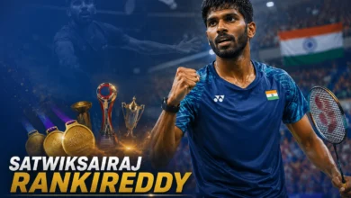 Satwiksairaj Rankireddy celebrating after winning a BWF men's doubles title