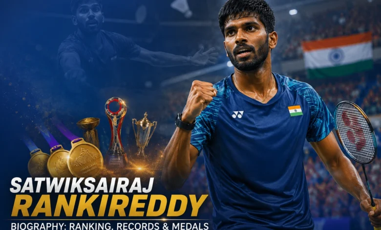 Satwiksairaj Rankireddy celebrating after winning a BWF men's doubles title