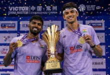 Satwiksairaj Rankireddy and Chirag Shetty celebrating China Masters title victory